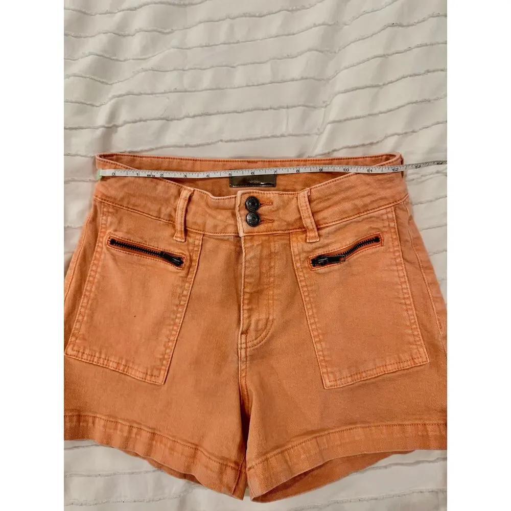 Peach Utility Festival Shorts High Rise Denim Zip Pocket Size 0 Summer Coachella - Picture 3 of 13